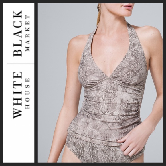 🔥SALE🔥 NWOT WHBM Snake-Print Halter Tankini Top - Picture 1 of 7